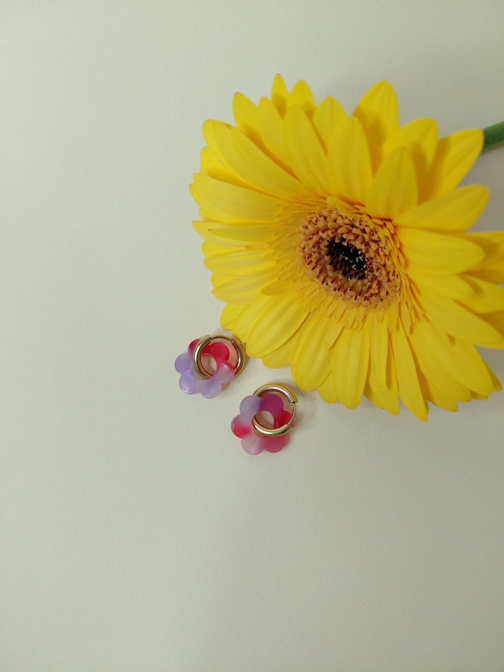 Flower Earrings – Stainless Steel, Tortoiseshell Pink