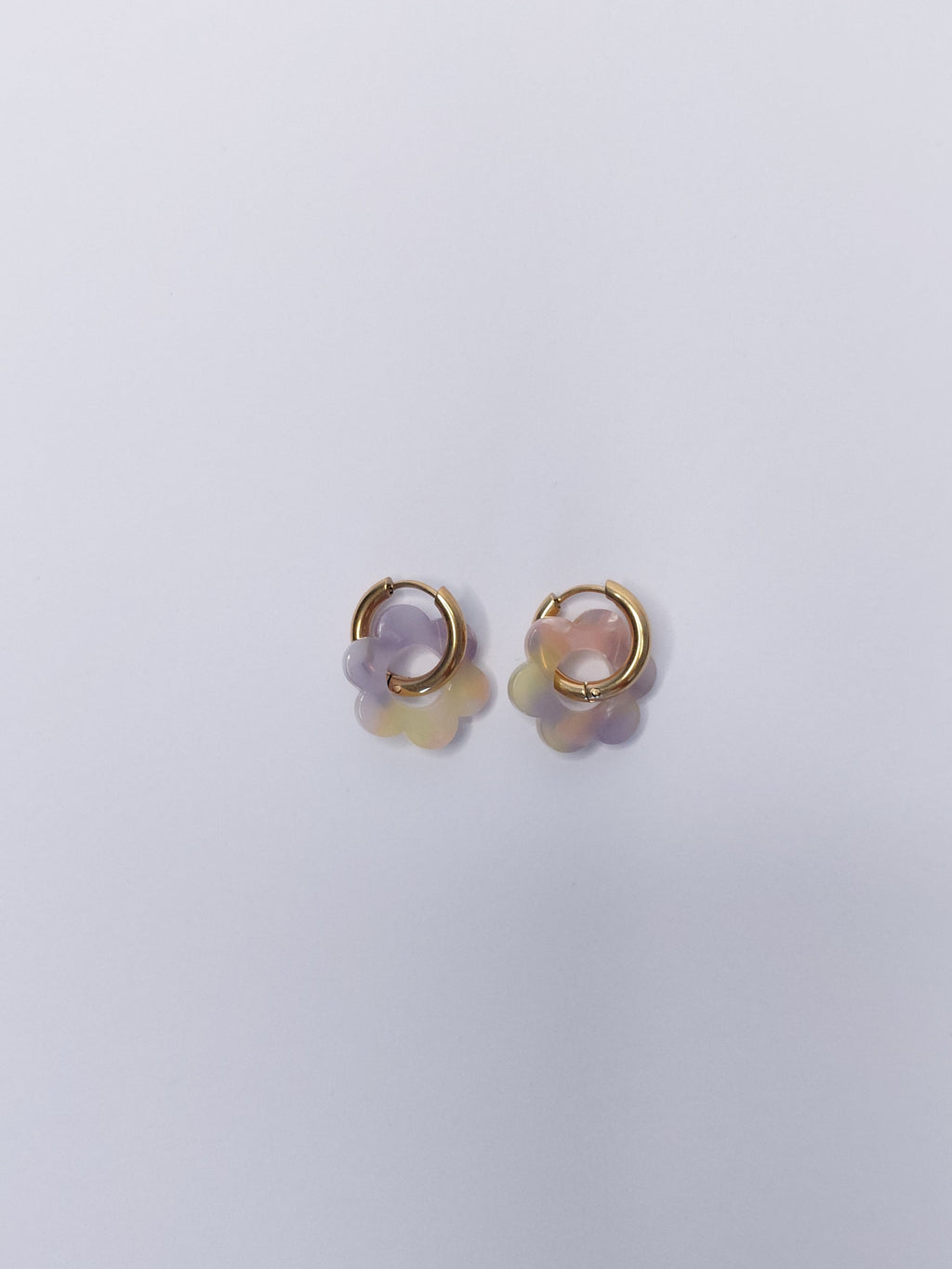 Flower Earrings – Stainless Steel, Tortoiseshell Yellow
