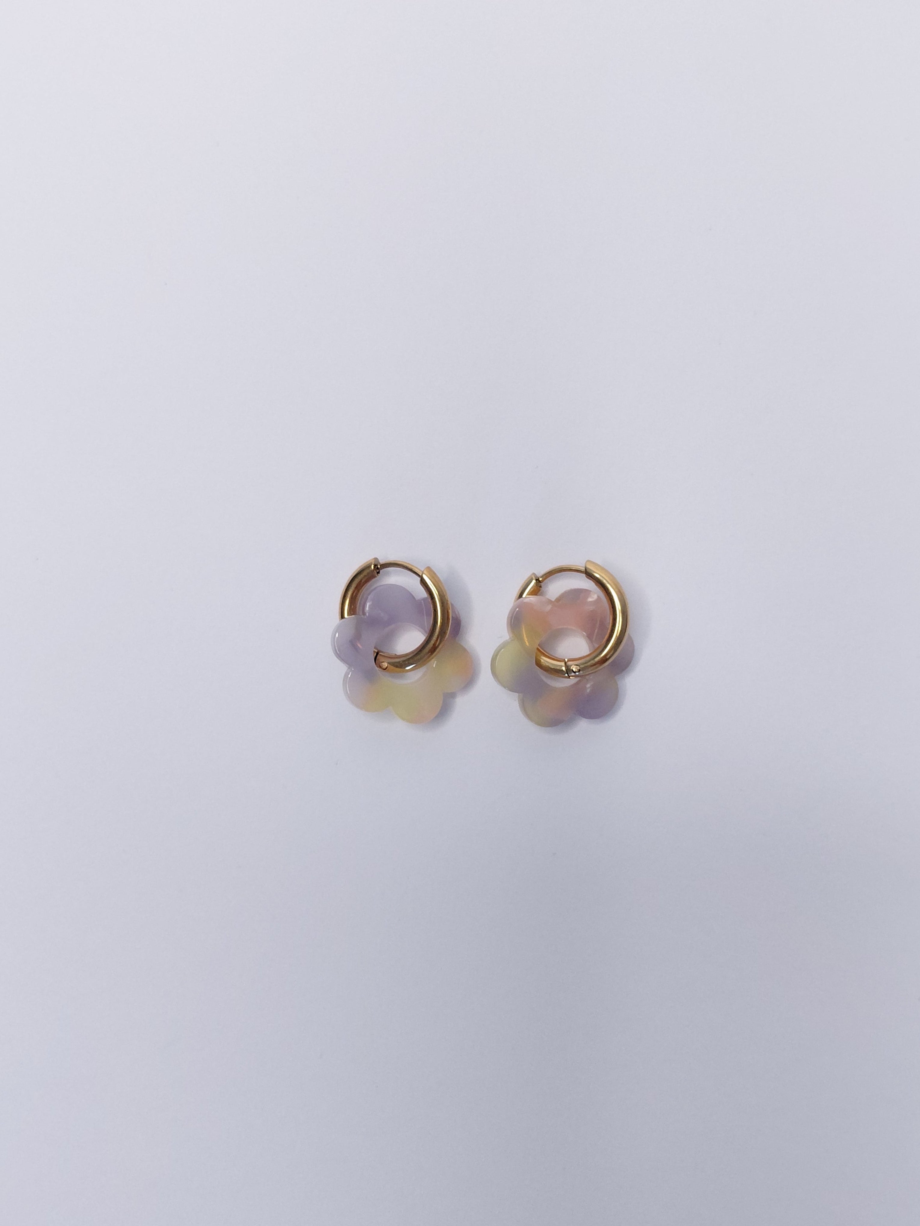 Flower Earrings – Stainless Steel, Tortoiseshell Yellow