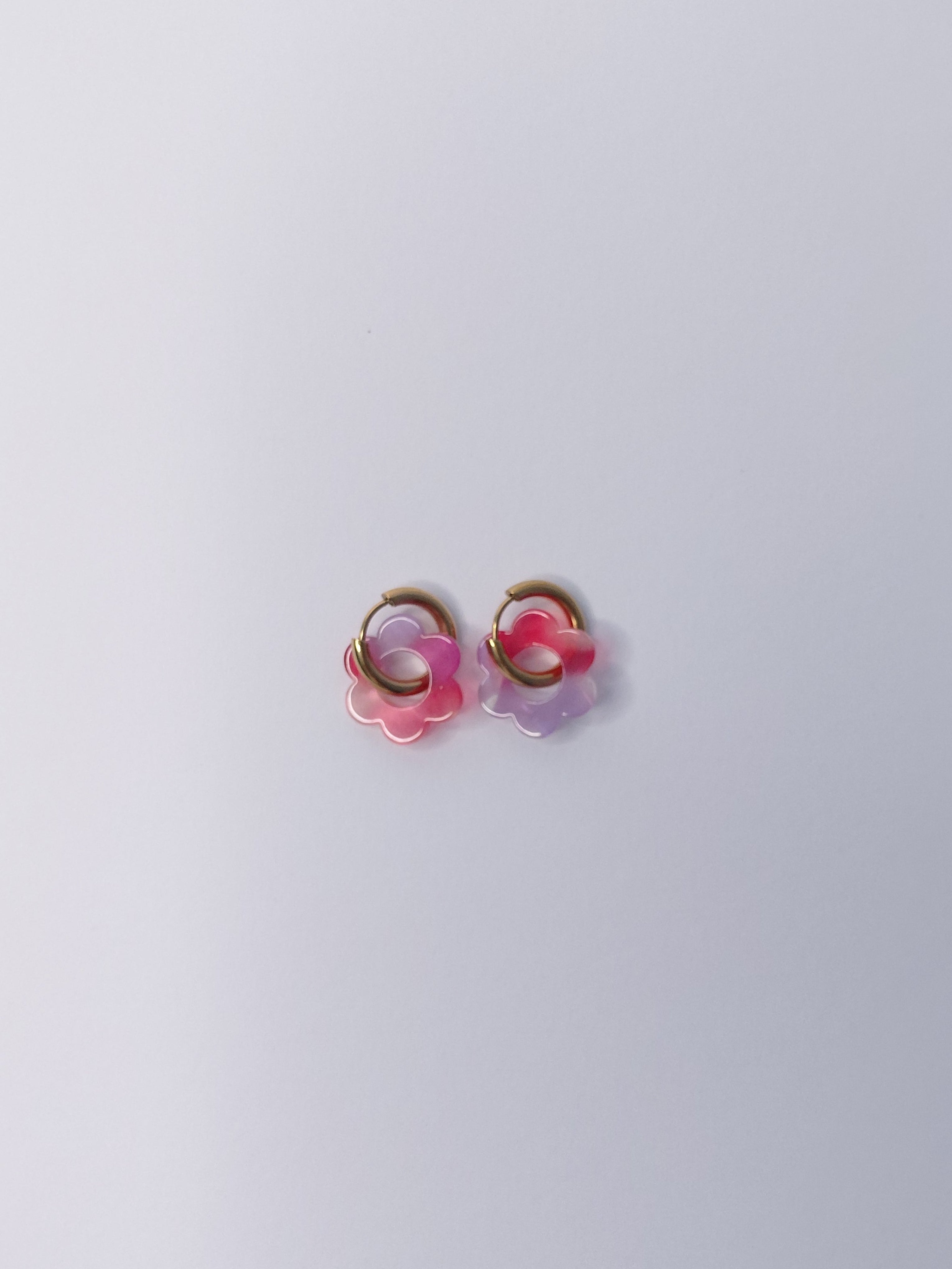 Flower Earrings – Stainless Steel, Tortoiseshell Pink