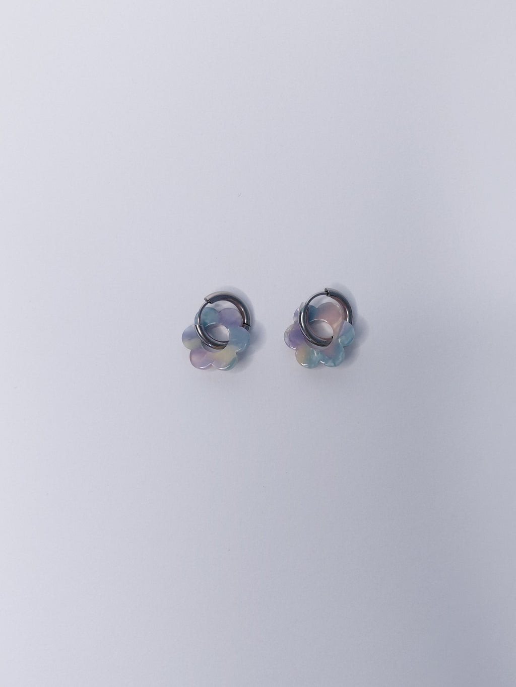 Flower Earrings – Stainless Steel, Tortoiseshell Blue