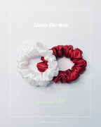 SS26 Collection - Set Silk Scrunchies M - White and Boudeaux